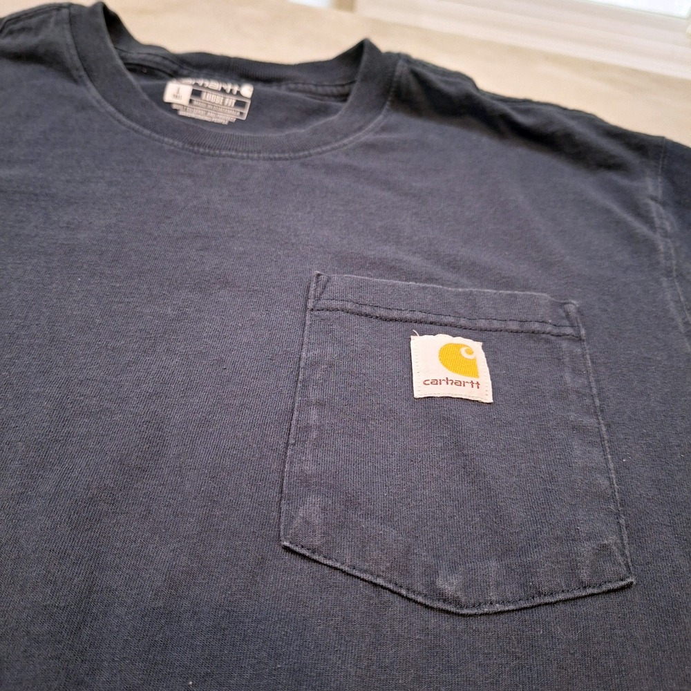 Carhartt Pocket T-Shirt Mens L Tall Navy Blue Loose Fit K87 Workwear Tee